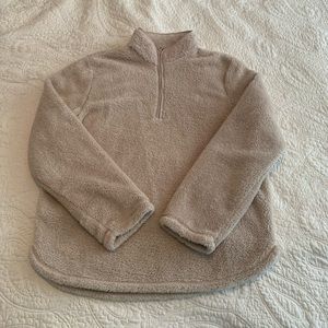 H&M cream sherpa 1/4 zip sweater